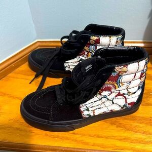 Vans off the wall black and patchwork skeleton high top shoes.  New w/o tag
